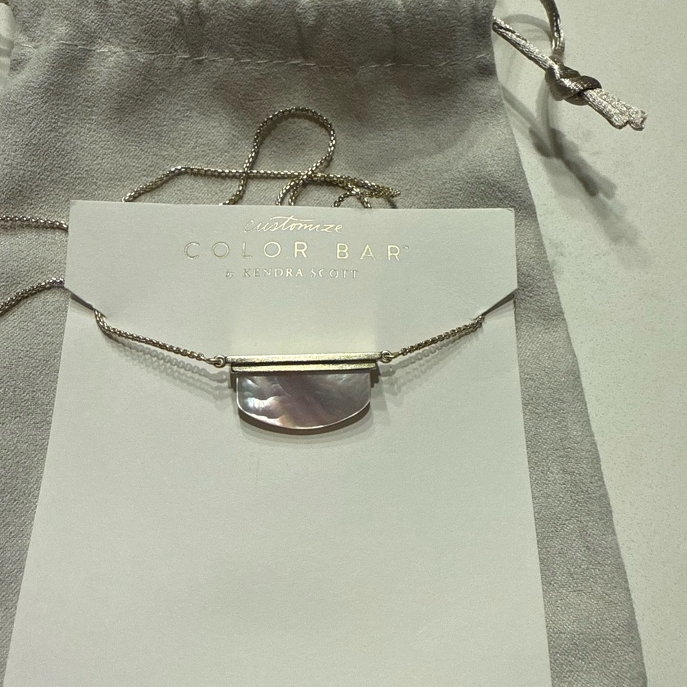 Kendra Scott Silver Necklace with Iridescent Stone Custom Color Bar